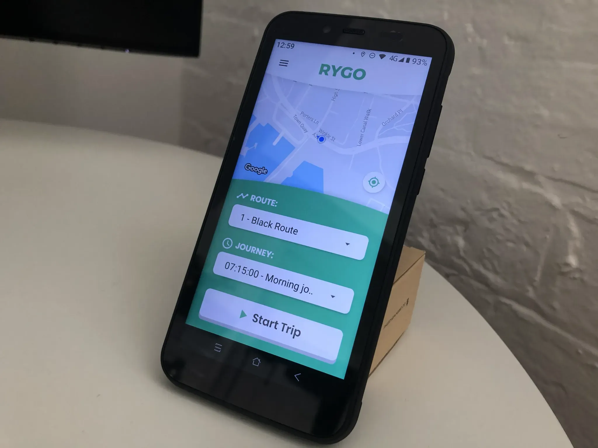 Starting a trip on the RYGO app